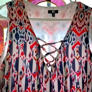 Multi Color, red blue and white, 2xl A&I dress.